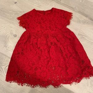 DOLCE GABBANA RED LACE BABY GIRL HOLIDAY DRESS